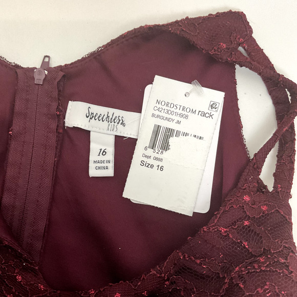 Speechless Kids Burgandy Dress Size 16 Lace‎ & Ruffle Tulle Dress - Picture 4 of 7